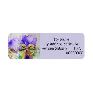 Etiquetas de dirección de retorno de la flor viole