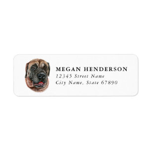 Etiquetas de dirección de retorno de perro Mastiff