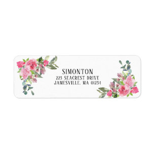 Etiquetas de dirección de retorno floral de color