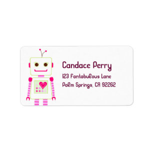 Etiquetas de dirección de robot chica