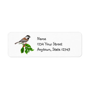 Etiquetas de dirección del acebo del Chickadee