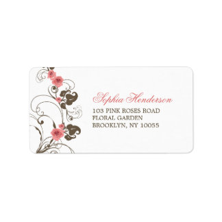 Etiquetas de dirección del Boda de rosas rosas ros
