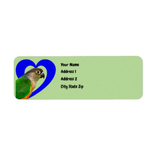 Etiquetas de dirección del corazón de Conure