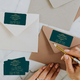 Etiquetas de dirección del marco dorado elegante v