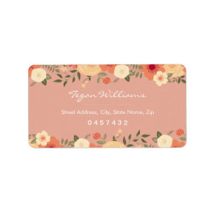 Etiquetas de dirección floral de color Peach moder