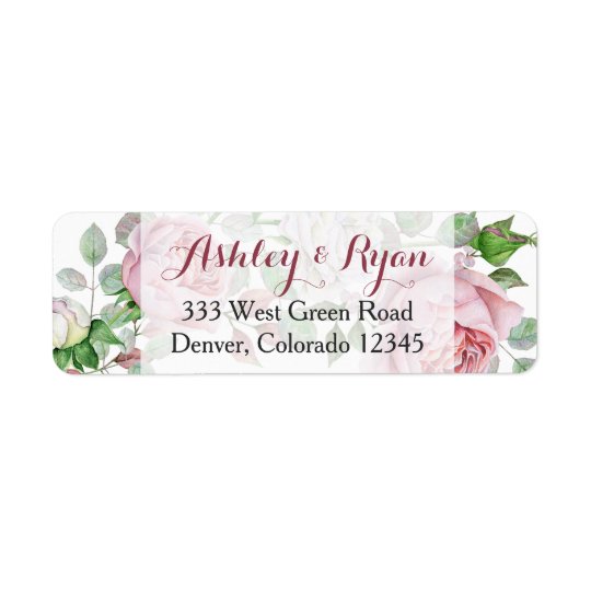 Etiquetas de dirección florales color de rosa