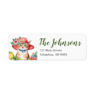 Etiquetas de dirección florales de gato atigrado n