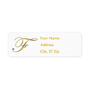 Etiquetas de dirección Gold Monogram F