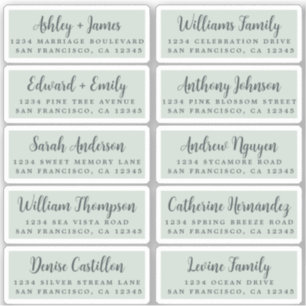 Etiquetas de dirección para invitados de boda con 