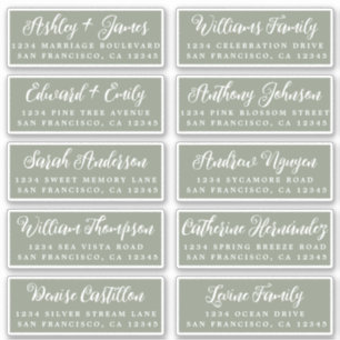 Etiquetas de dirección para invitados de boda en v
