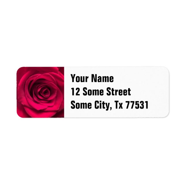 Etiquetas de dirección personalizadas Rosa Roja (Frente)