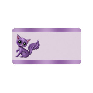 Etiquetas de dirección púrpuras del gatito