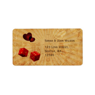 etiquetas de dirección rojas de Vegas del vintage