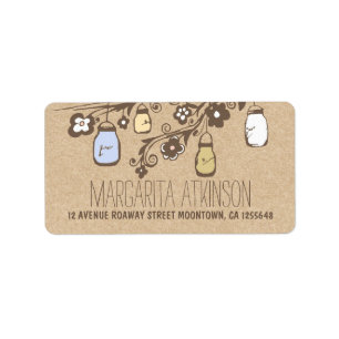 etiquetas de dirección rústica de mason jars kraft