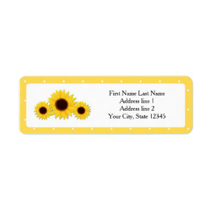 Etiquetas de dirección rústicas de girasoles amari