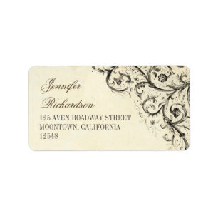 etiquetas de dirección vintage con florecimiento a