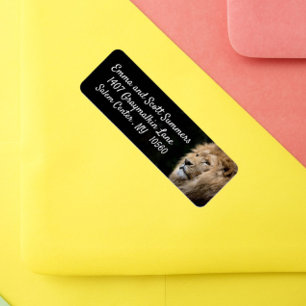 Etiquetas de direcciones de animales de león en Áf