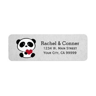 Etiquetas de direcciones de Boda de amor de Panda