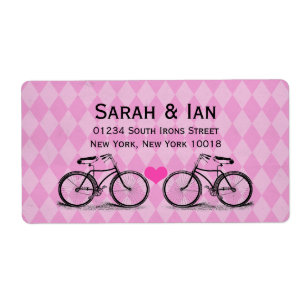Etiquetas de direcciones de Boda de bicicletas de