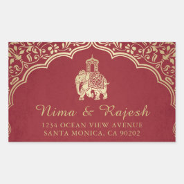 Etiquetas de direcciones de Boda indias, azul y or