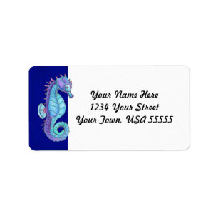 Etiquetas de direcciones de caballos del Mar Azul