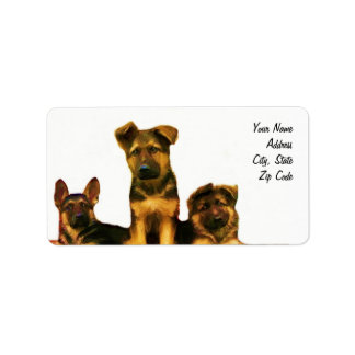 Etiquetas de direcciones de cachorros de Shepherd 