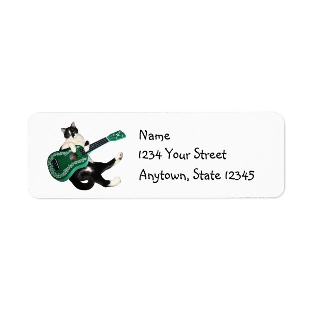 Etiquetas de direcciones de Cat Ukulele (Frente)