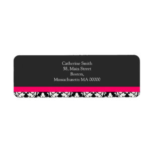 Etiquetas de direcciones de Damask con rosa calien