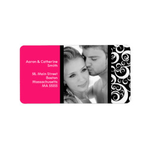 Etiquetas de direcciones de fotos de Swirl Pink Ho