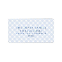 Etiquetas de direcciones de gingham azul