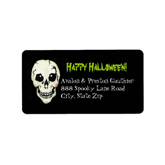 Etiquetas de direcciones de Halloween con espeleón (Frente)