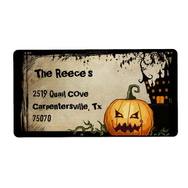 Etiquetas de direcciones de Halloween de calabaza  (Frente)