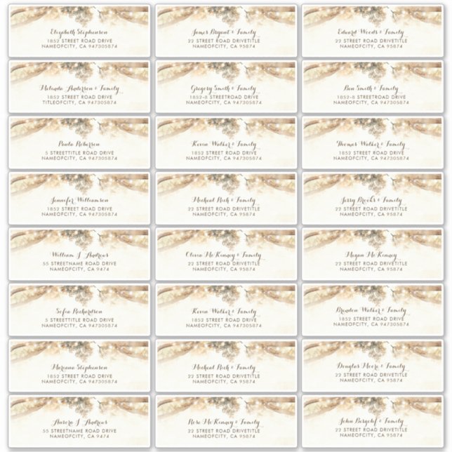 Etiquetas de direcciones de invitados individuales (Anverso)