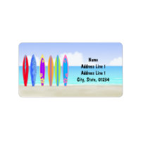 Etiquetas de direcciones de la playa de Surfboards