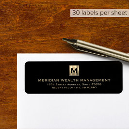 Etiquetas de direcciones de monograma de oro elega