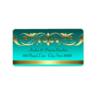Etiquetas de direcciones de oro de Aquamarine Gran