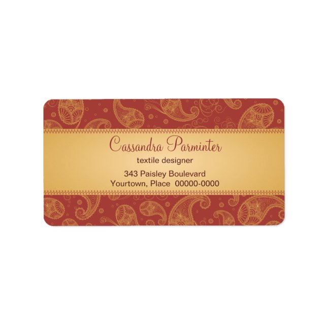 Etiquetas de direcciones de paisley sumptuosas (Frente)
