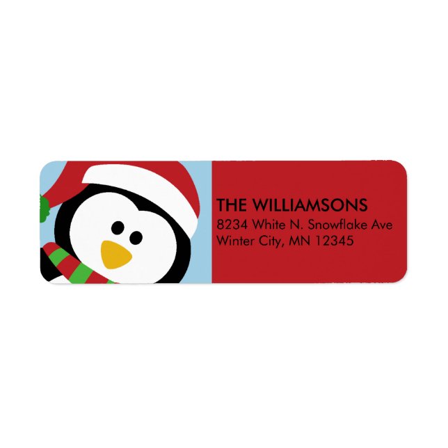 Etiquetas de direcciones de pingüino de Navidades  (Frente)