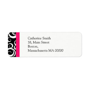 Etiquetas de direcciones de Swirls de Damask en co