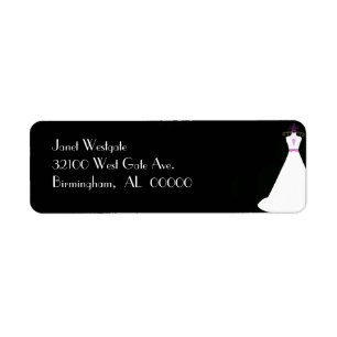 Etiquetas de direcciones de traje de novia en blan