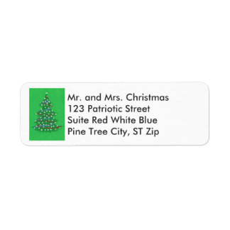 Etiquetas de direcciones del árbol de navidad azul
