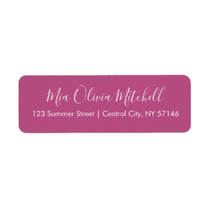 Etiquetas de direcciones elegantes color rosa mora