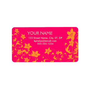 Etiquetas de direcciones florales en rosado y mand
