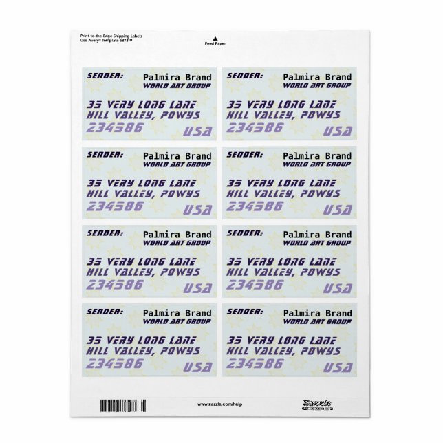 Etiquetas de direcciones futuristas con estrellas (Hoja Entera)