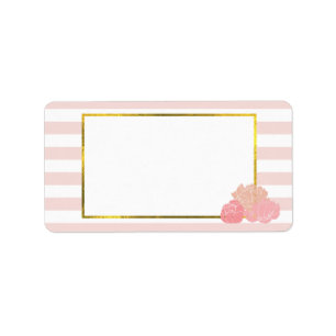Etiquetas de direcciones peony y Stripe rosa de Ru