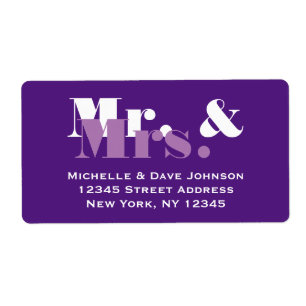 Etiquetas de direcciones Purple Mr. y Mrs. para co