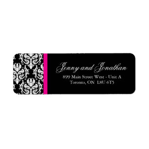 Etiquetas de direcciones RSVP de Damask con estilo