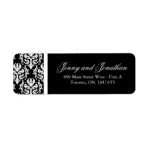 Etiquetas de direcciones RSVP de Damask con estilo