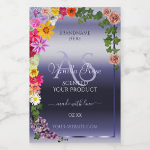 Etiquetas de embalaje de producto Azul Floral con