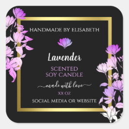 Etiquetas de embalaje de productos florales morado